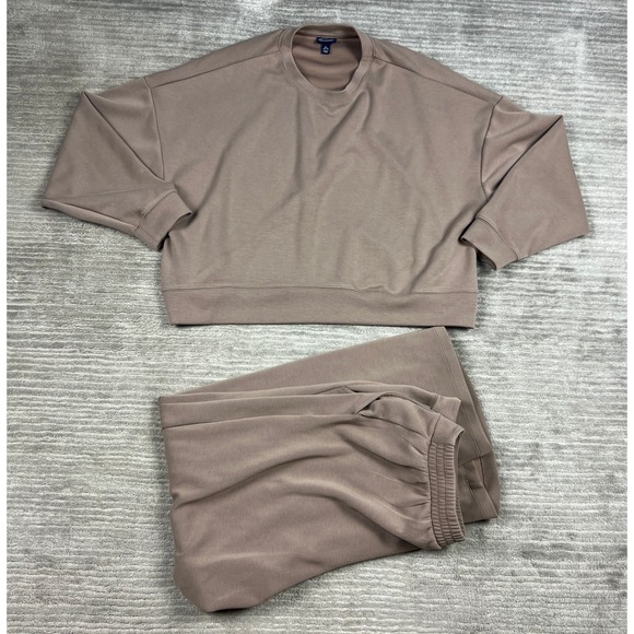 Scoop Pants - Scoop Lounge Set Womens XL Taupe Brown Sweatshirt Wide Leg Pants 2pc SC018698